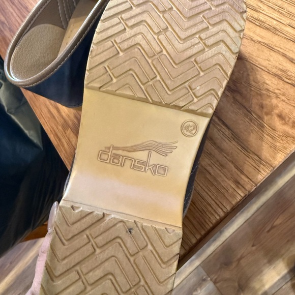 Women's Blue Dansko Leather Clogs - Picture 2 of 3